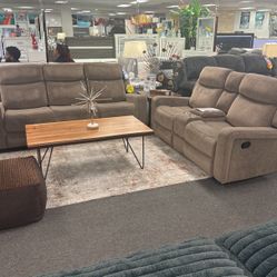 Stunning Light Brown Reclining Sofa&Loveseat Available Only $799