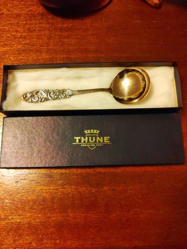 Rare Antique Thune 830S Silver Jam Spoon