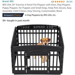 24" Exercise 4-Panel Pet Playpen with Door, Dog Playpen,