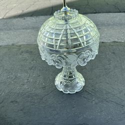 Vintage Crystal Glass Gilbert Boudoir Lamp Tall Flowers Design Clear