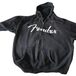 Fender Transition Logo Zip Front Hoodie, Black, XXL