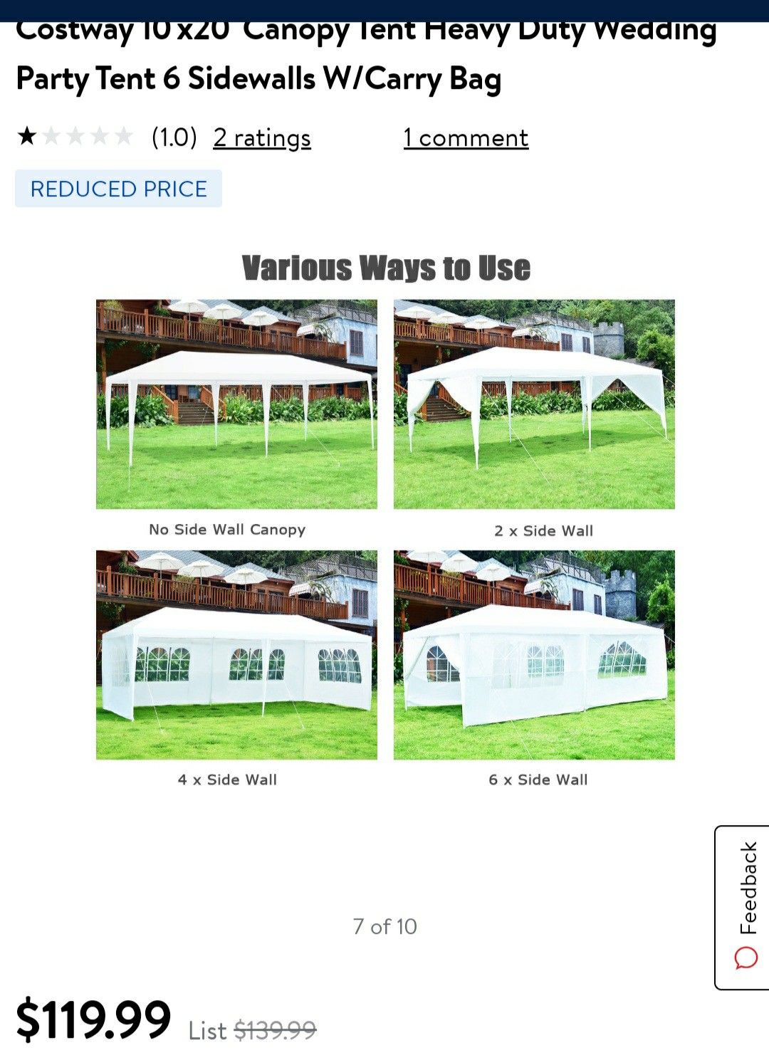 Costway 10x20 heavy duty canopy.