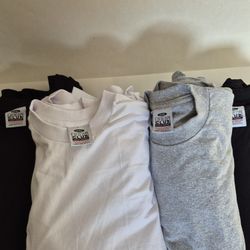 PRO CLUB WHITE 6 GREY 6 BLACK 12 TOTAL 24 PC MAN'S COMFORT COTTON SHIRT SLEEVE T SHIRT SIZE L TALL ( BRAND NEW PRICE IS LOWEST )