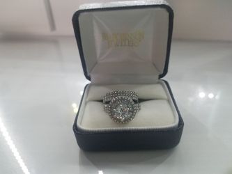 Cubic Zirconia white gold plated engagement set
