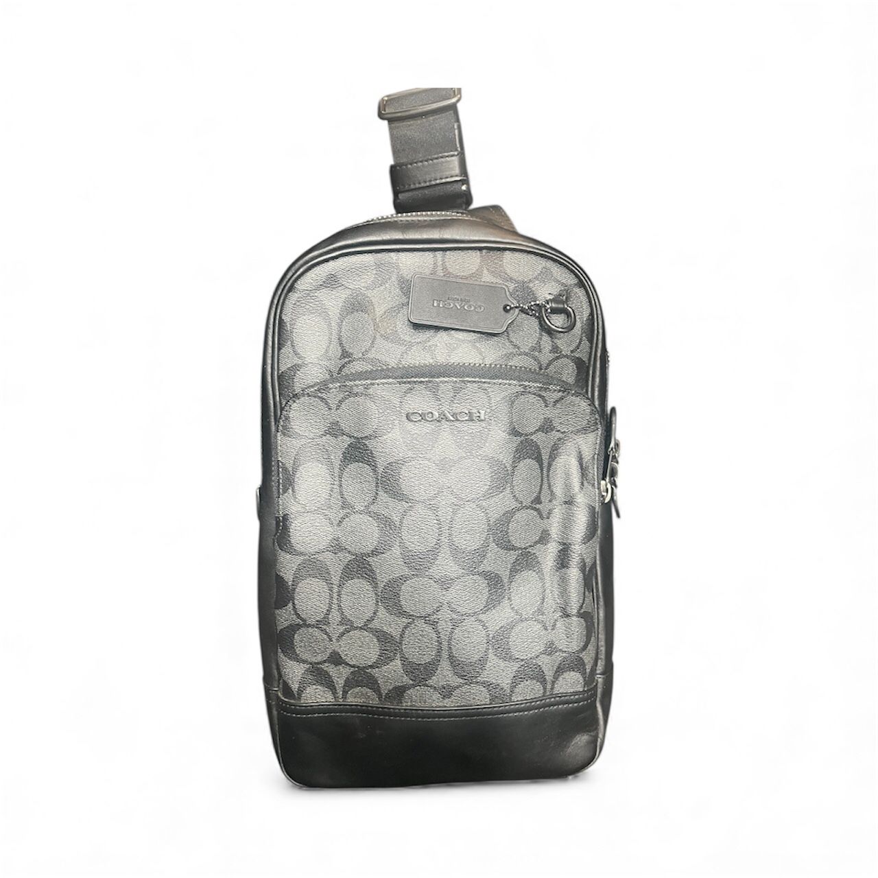 Coach Ethan Pack In Signature Canvas Leather Charcoal Black