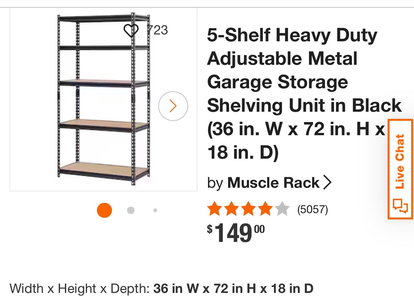 5-Shelf Heavy Duty Adjustable Metal Garage Storage Shelving Unit