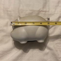 Vintage White Ceramic Piggy Bank Complete