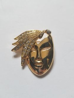 Gold Masquerade Mask Pin/Brooch