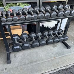 Hex Dumbbell Set with Storage Rack - 320 LB