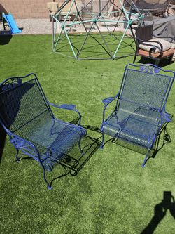 2pc Patio Furniture Chairs Solid Iron. 