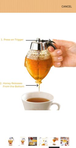 Honey Dispenser with Plastic Top - Honeycomb-Style Syrup Server and Bee-Themed Storage Jar with Stan