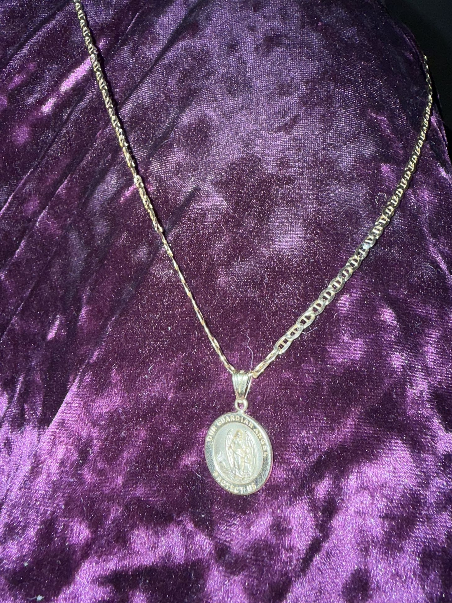 14k Gold Chain With Archangel Pendant