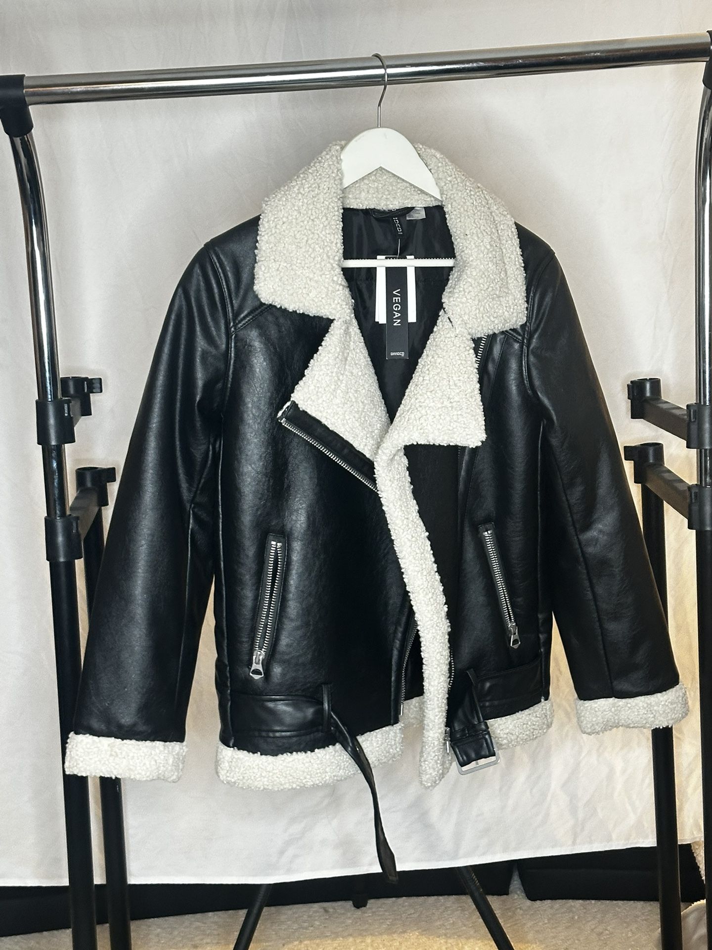 Women’s XS H&M Wool and Leather Aviator Jacket-New