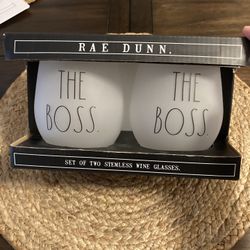 Set of two Rae Dunn, wine glasses