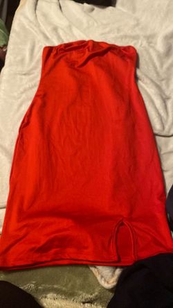 Red Strapless Mini Dress with Slit size small