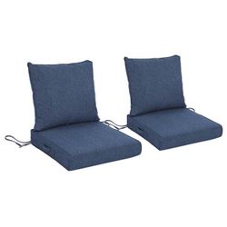 [set of 2] 23x26 Inch Outdoor Deep Seat Cushion Set, Waterproof Patio Furniture Cushions with Adjustable Straps & Removable Cover for Patio, Deck, or 