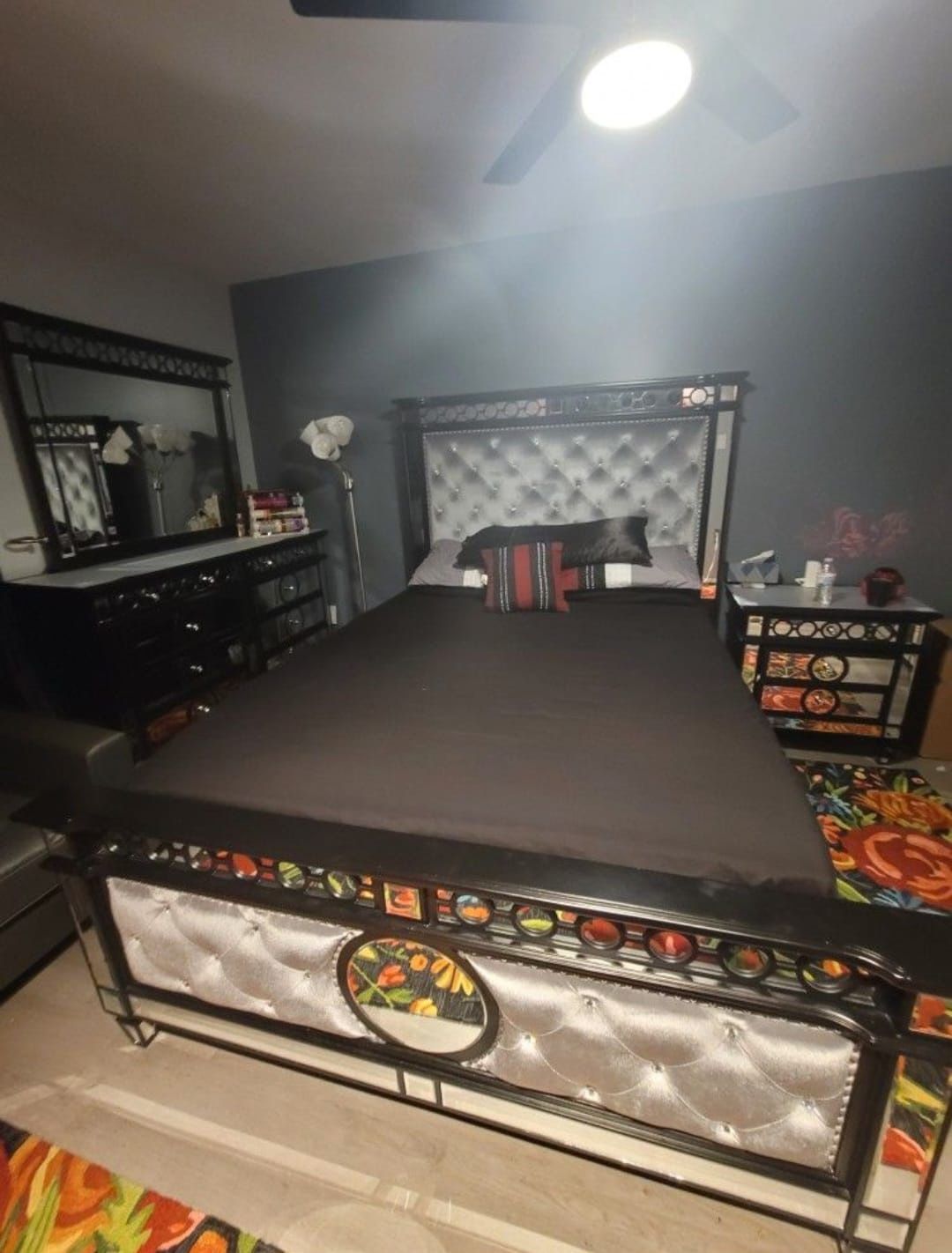 4 Piece Modern Queen Bedroom Set With Loveseat Sofa