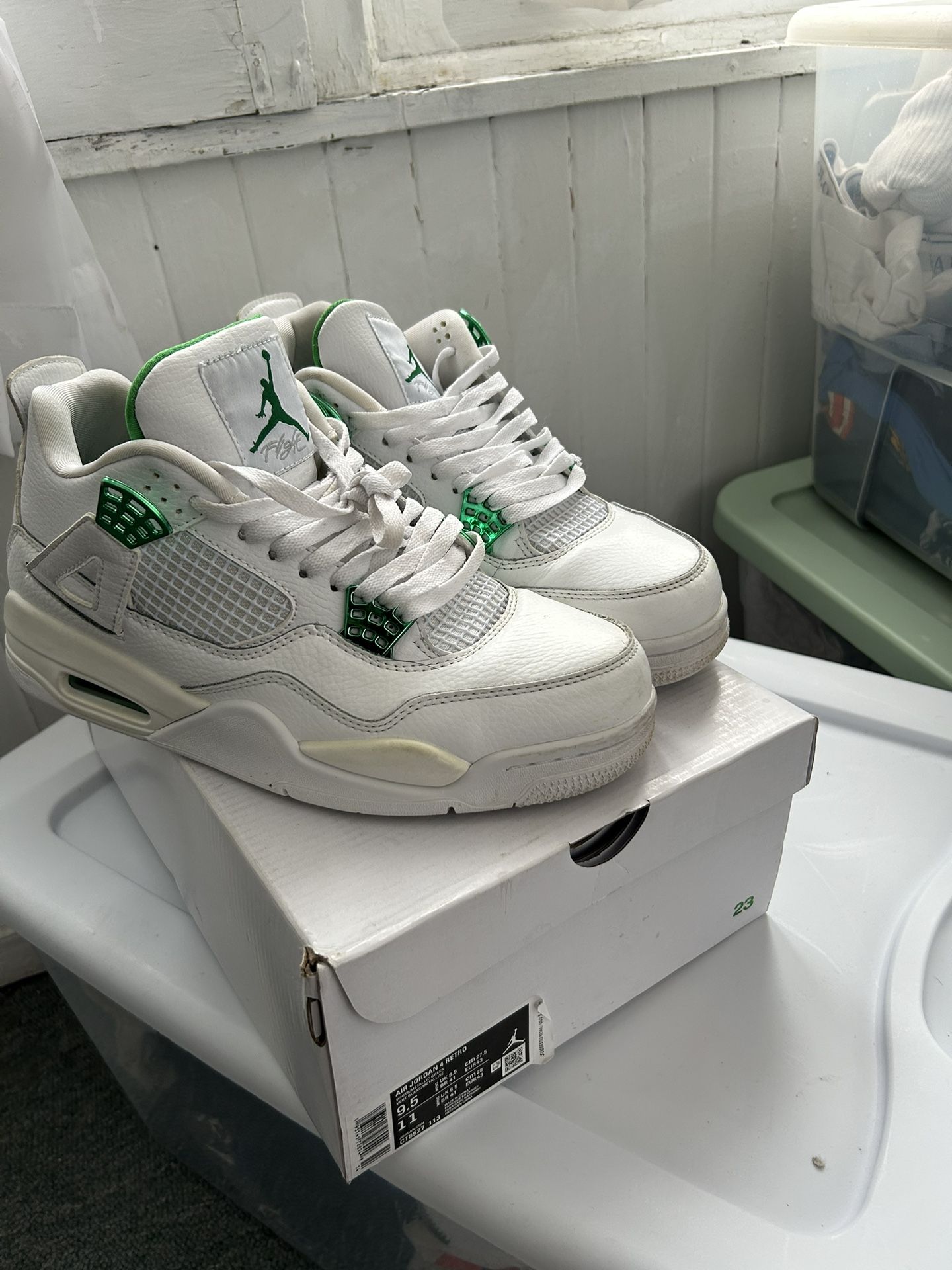 Used Jordan 4 Green Metallic