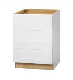 Avondale 24 in. W x 24 in. D x 34.5 in. H Ready to Assemble Plywood Shaker Drawer Base Kitchen Cabinet in Alpine White