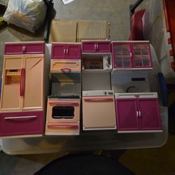 Little Kitchen Toys. One Piece Is Broken On The Fridge Door