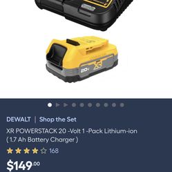 DEWALT XR POWERSTACK 20 -Volt 1 -Pack Lithium-ion (1.7 Ah Battery Charger)