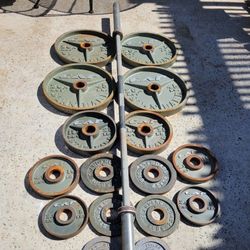 295lb Olympic Gym Weight Set With Gopher Iron Range 7ft 45lb Barbell