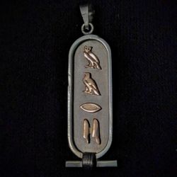 Sterling Silver and Gold EGYPTIAN HIEROGLYPHS PENDANT