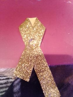 Gold Glitter Awareness Ribbon