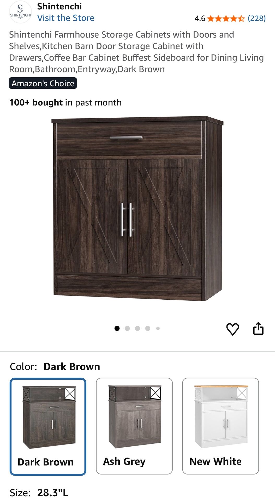 Shintenchi Farmhouse Storage Cabinets with Doors and Shelves,Kitchen Barn Door Storage Cabinet with Drawers,Coffee Bar Cabinet Buffest Sideboard for D