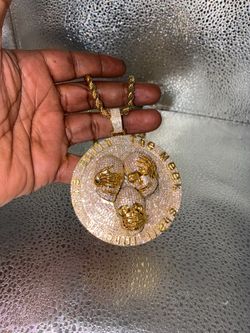 Gold Plated NO EVIL Pendant Moissanite