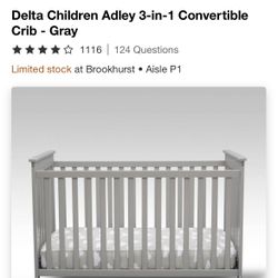 Delta 3-in1 Gray Convertible Crib
