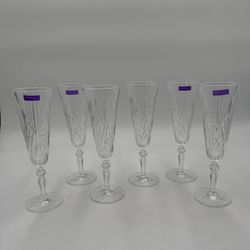 Marquis by Waterford Crystal Set 6 Champagne Flutes Newberry Pattern #(contact info removed)8 New In Box