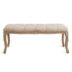 OrangeOne Julia 53" Vintage Tufted Linen Bench – End of Bed / Entryway Bench – Open Box