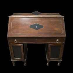 Vintage Drop-Front Secretary Desk / Writing Desk – Storage & Cubby Organization