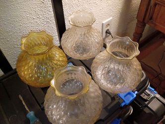 4 vintage glass lamp light covers