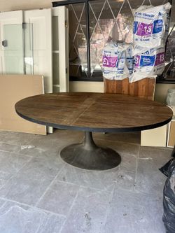 Restoration Hardware Steel And Wood Dining Table
