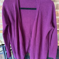LADIES SMALL VELVET BRAND PURPLE 100% CASHMERE CARDIGAN SWEATER