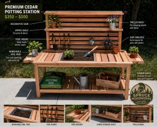 Spruce Woodworks Premium Cedar Potting Station