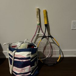 Tennis Rackets + Many Tennis Balls