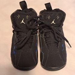 Baby Boys Shoes Size 5 5C Jordan Sneakers Black W/ Blue  & White  