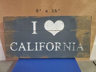 I Love California Rustic Wood Sign