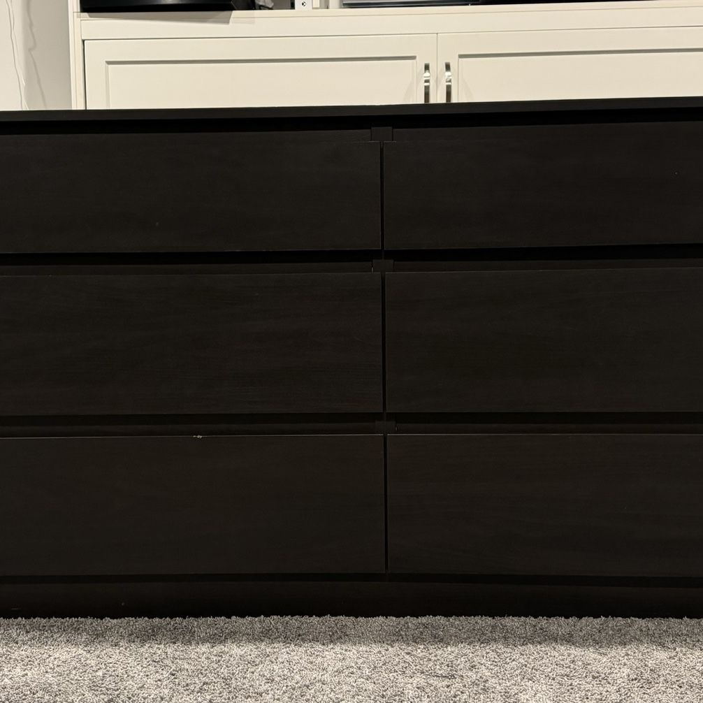 malm 6-drawer dresser black-brown Malm 6-Drawer Chest, Black-Brown