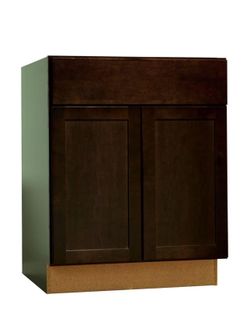 Hampton Bay Shaker 27 in. W x 24 in. D x 34.5 in. H Assembled Base Kitchen Cabinet in Java