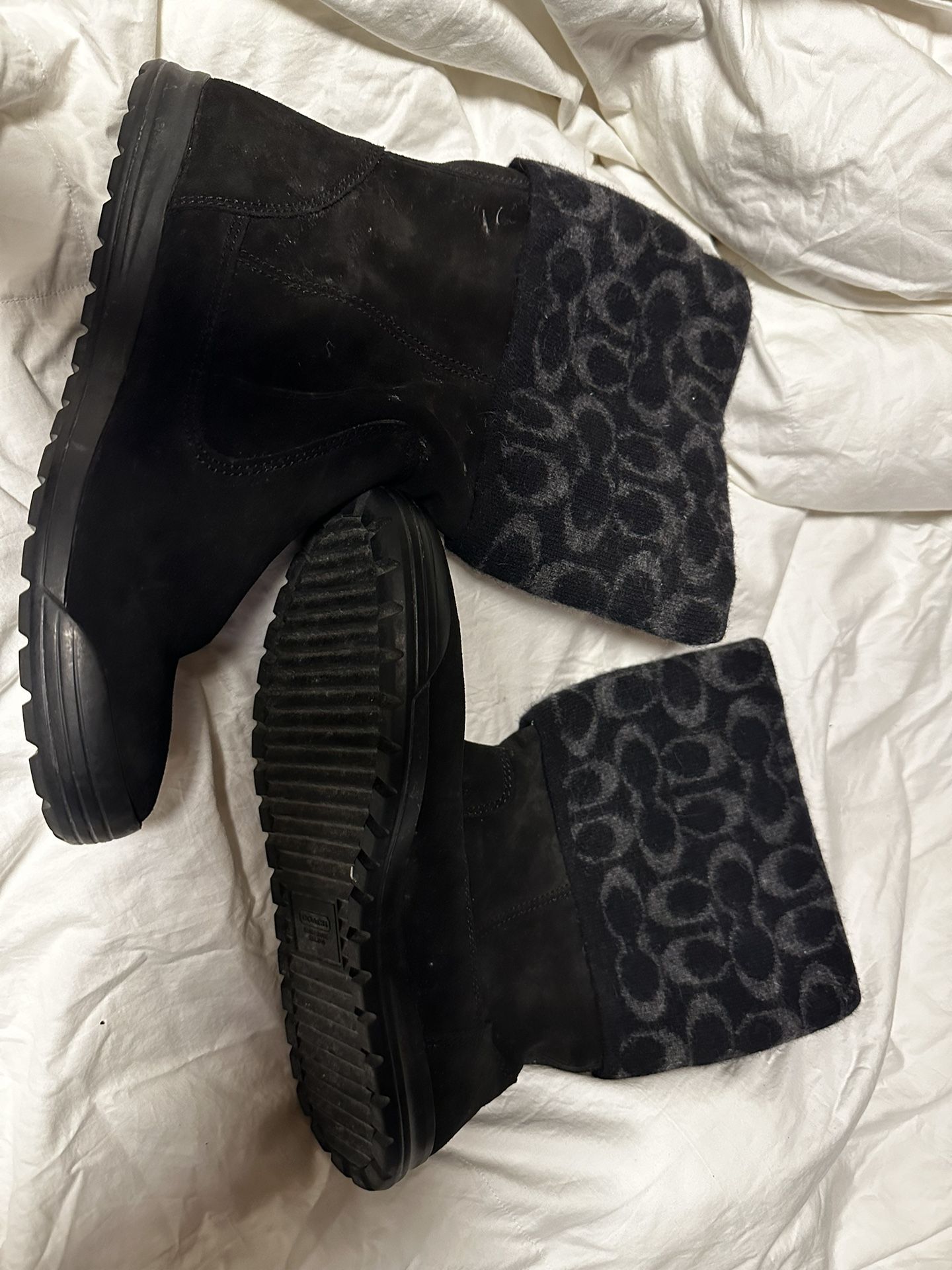 Coach Wool and Leather Boots
