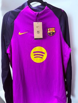 Nike FC Barcelona Strike Dri-Fit Soccer Drill Top 1/4 Zip Purple LARGE