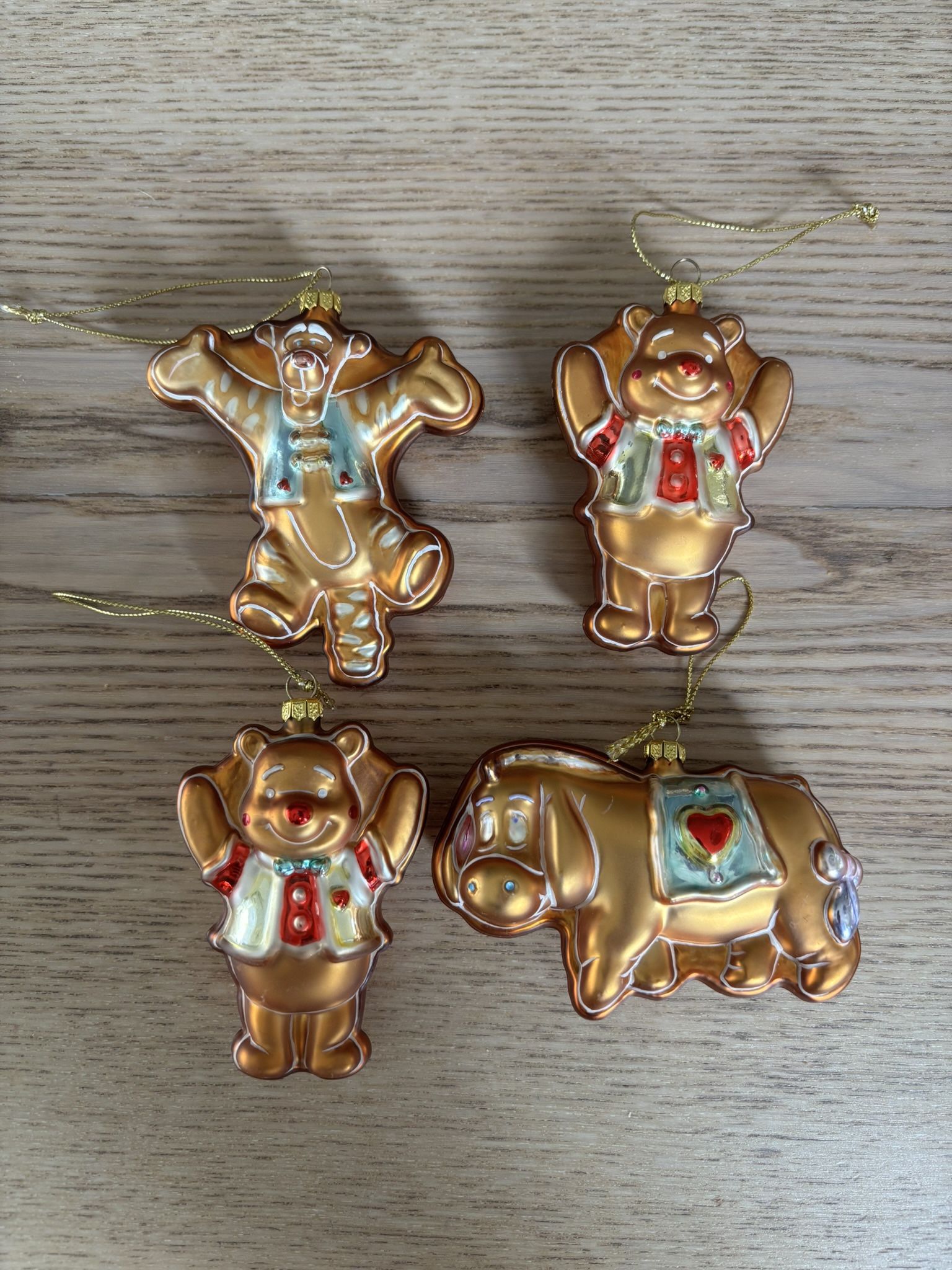 Vintage Rare Disney Winnie The Pooh Eeyore Tigger Glass Christmas Ornaments lot4