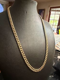 10K Yellow Gold Hollow Cuban Link Chain Necklace 17.5g 7.1mm 24 inch