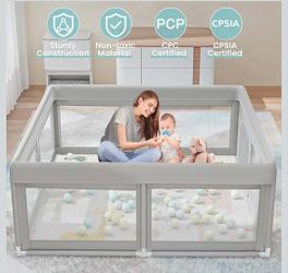 Hiaksedt Baby Playpen with Mat and Ocean Balls 50 x 50 inch Small Playpen