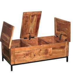 PRICE REDUCED! Wooden coffee chest with hidden storage.