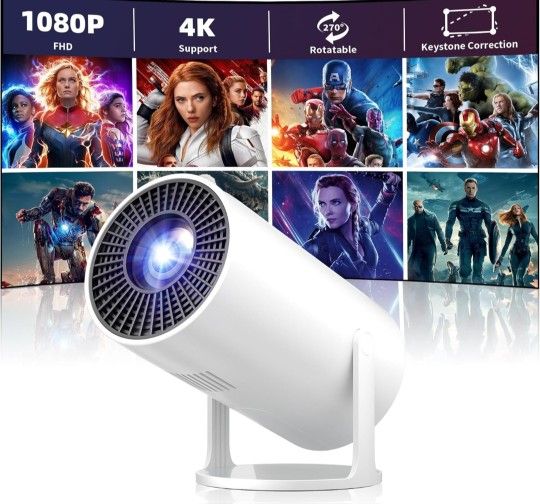 Full HD 1080P Movie Projector, Home Theater Video Projector with 270° Rotatable Stand